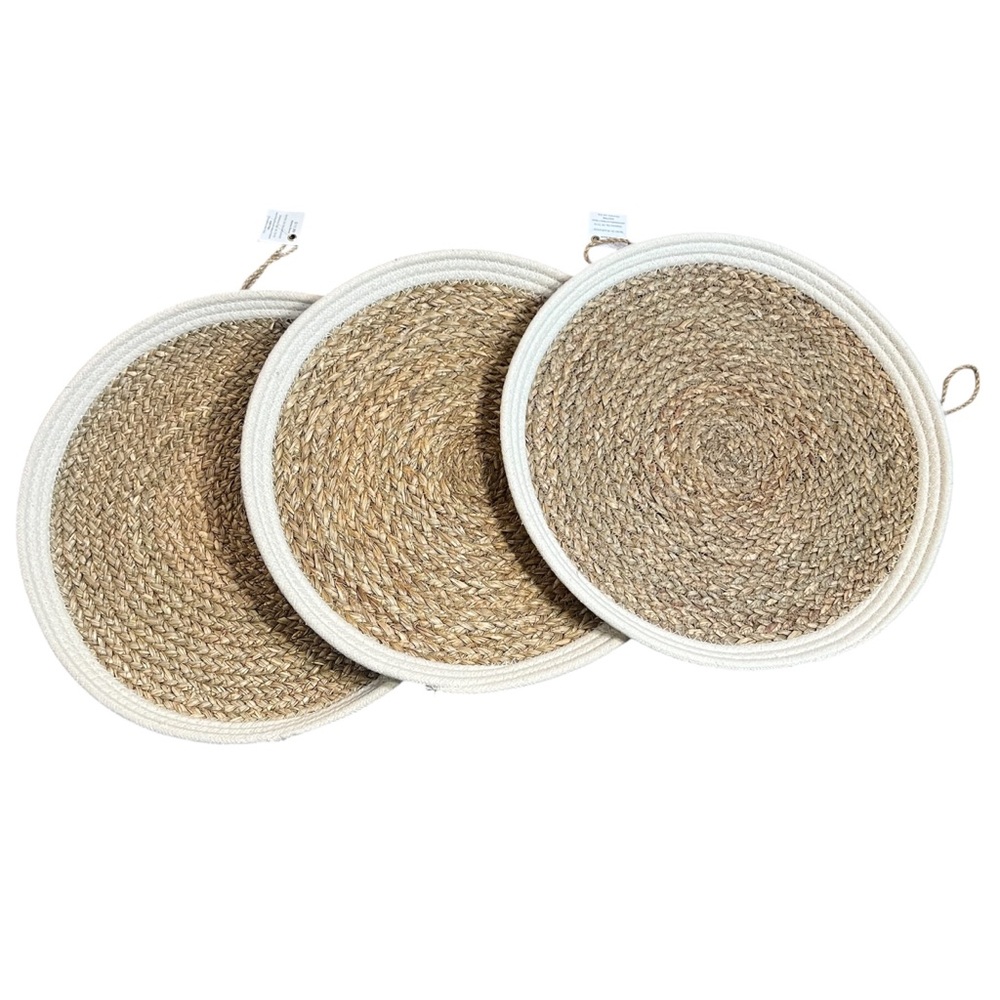 3 Piece Rounded Rattan Woven Hanging Boho Decor NWT